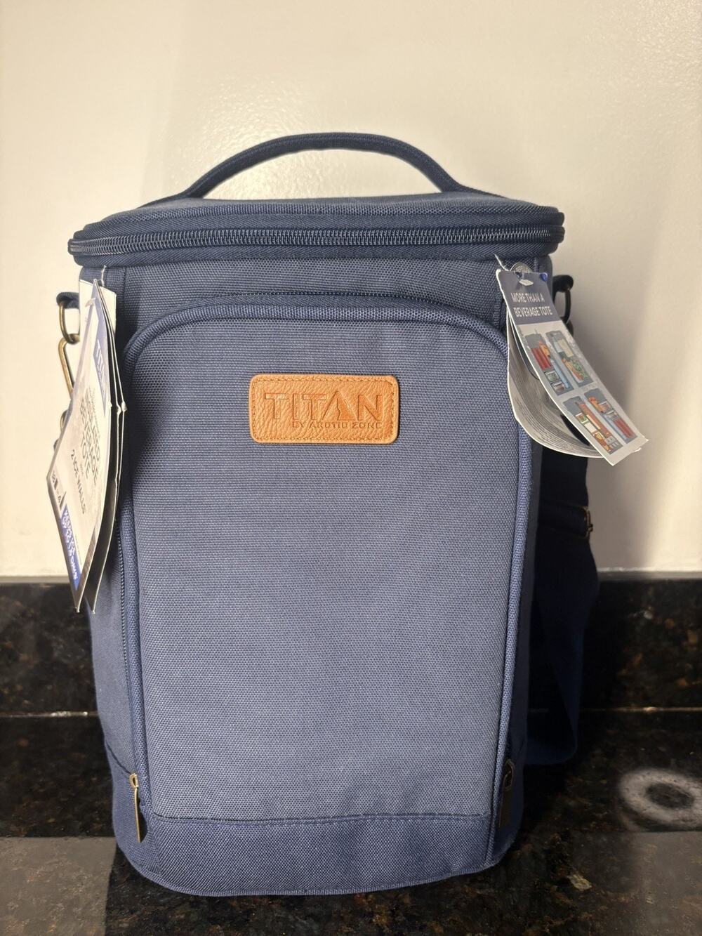 Titan Insulated Beverage Tote Cooler Bag Holds 18 Cans (No Ice Packs) Navy Blue